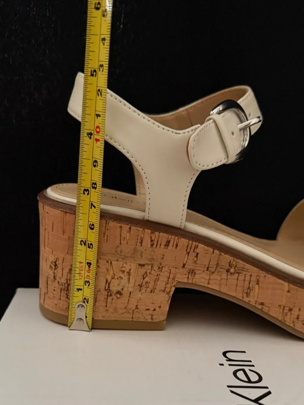 Calvin Klein Isleen 3 ankle strap platform wedge  in Ivory/Cream 6.5M